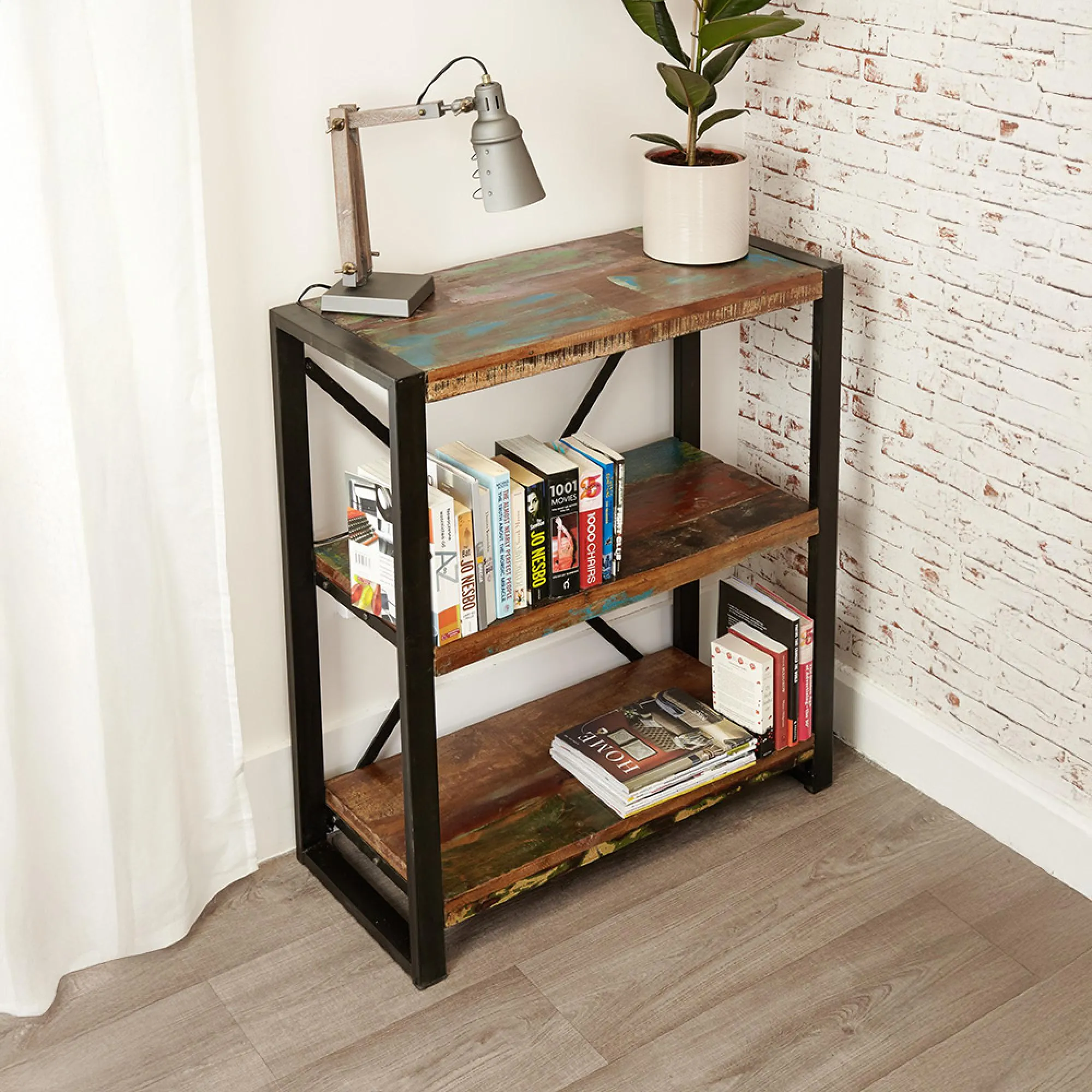 Urmston Reclaimed Low Bookcase - Satin Lacquer
