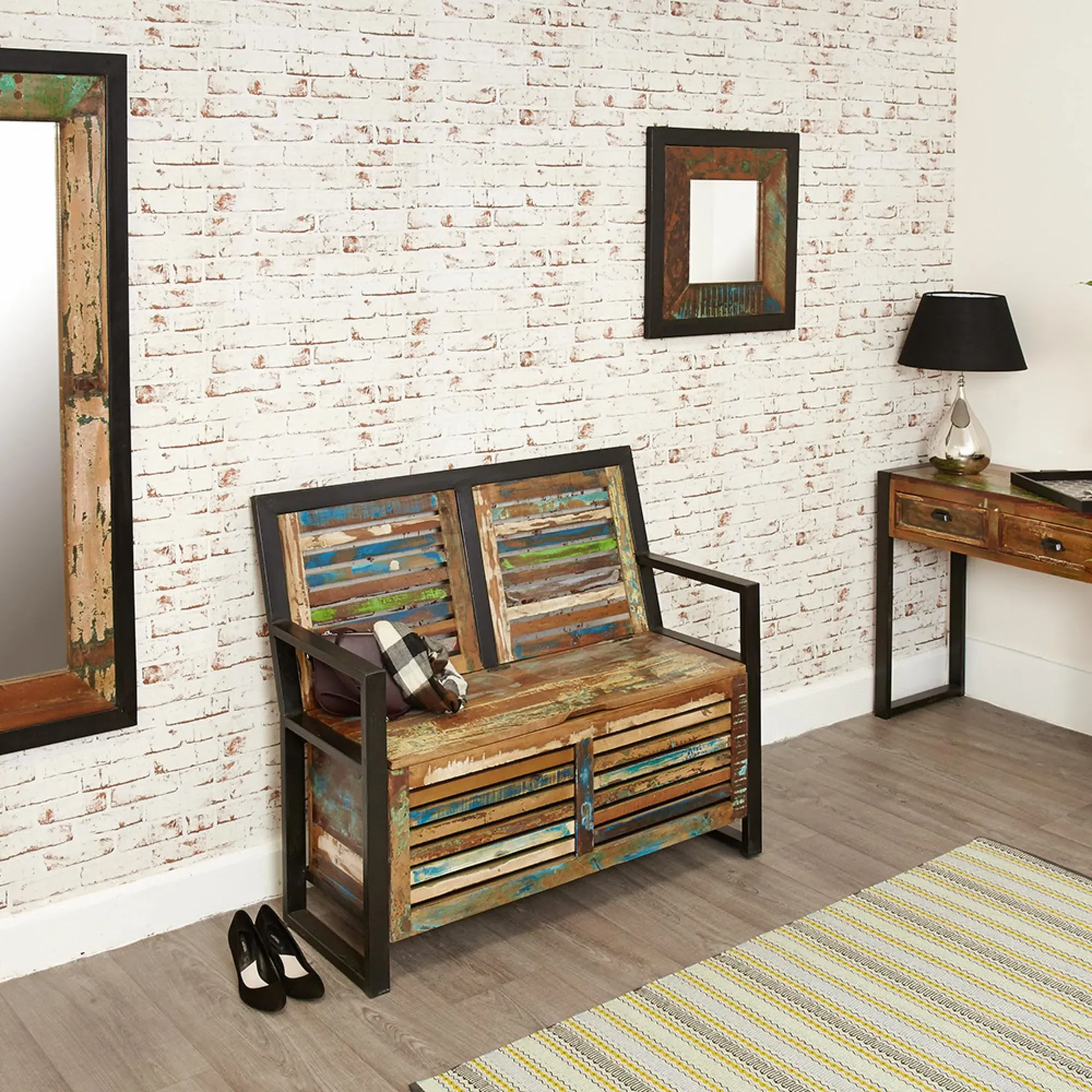 Urmston Reclaimed Storage Monks Bench - Satin Lacquer