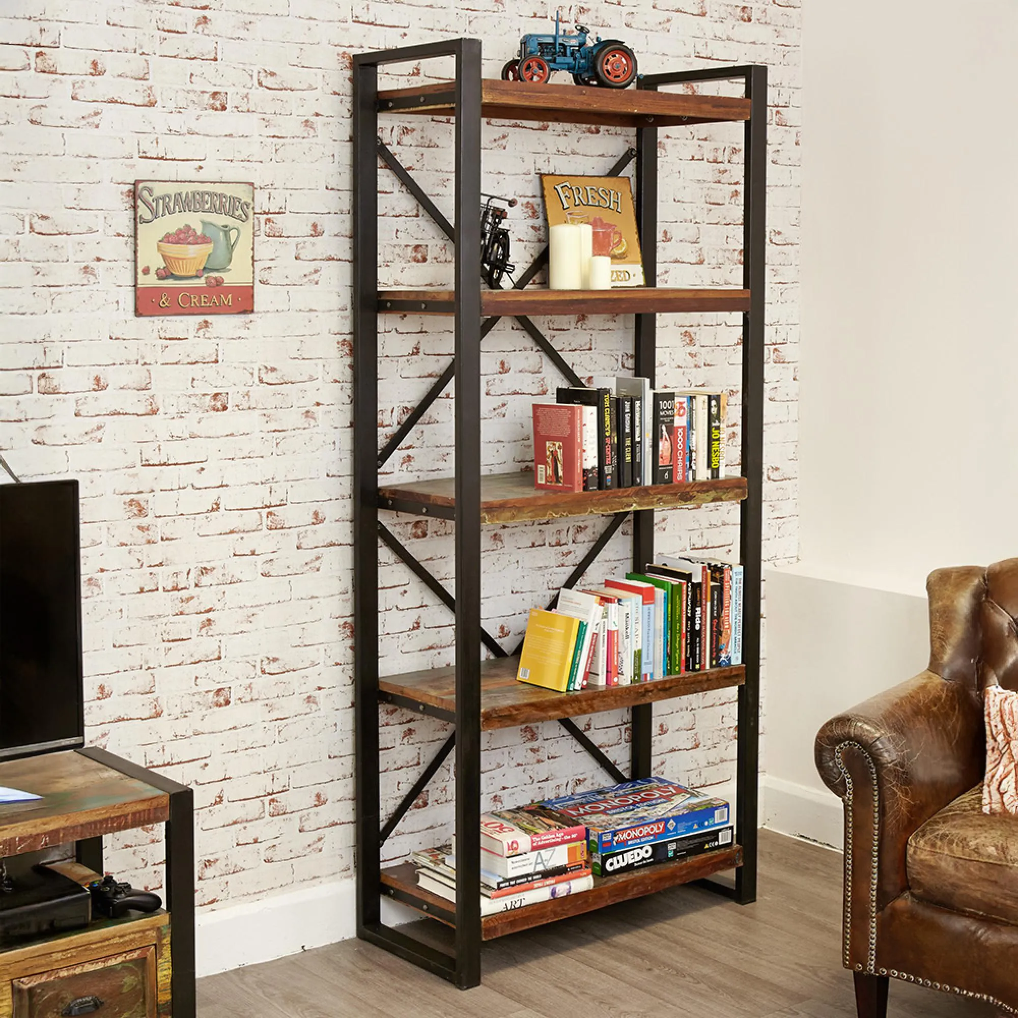 Urmston Reclaimed Tall Bookcase - Satin Lacquer