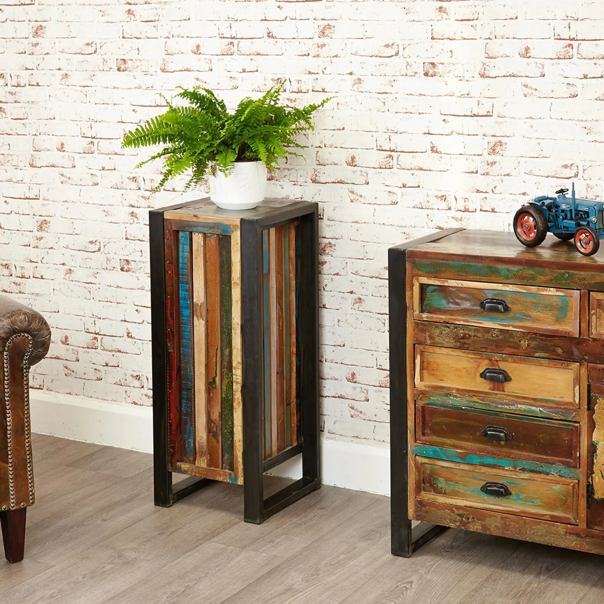 Urmston Reclaimed Tall Lamp Table - Satin Lacquer