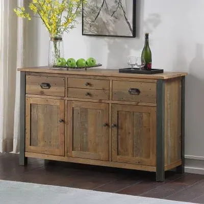Urmston Reclaimed Wood 3 Drawer Sideboard - Satin Lacquer