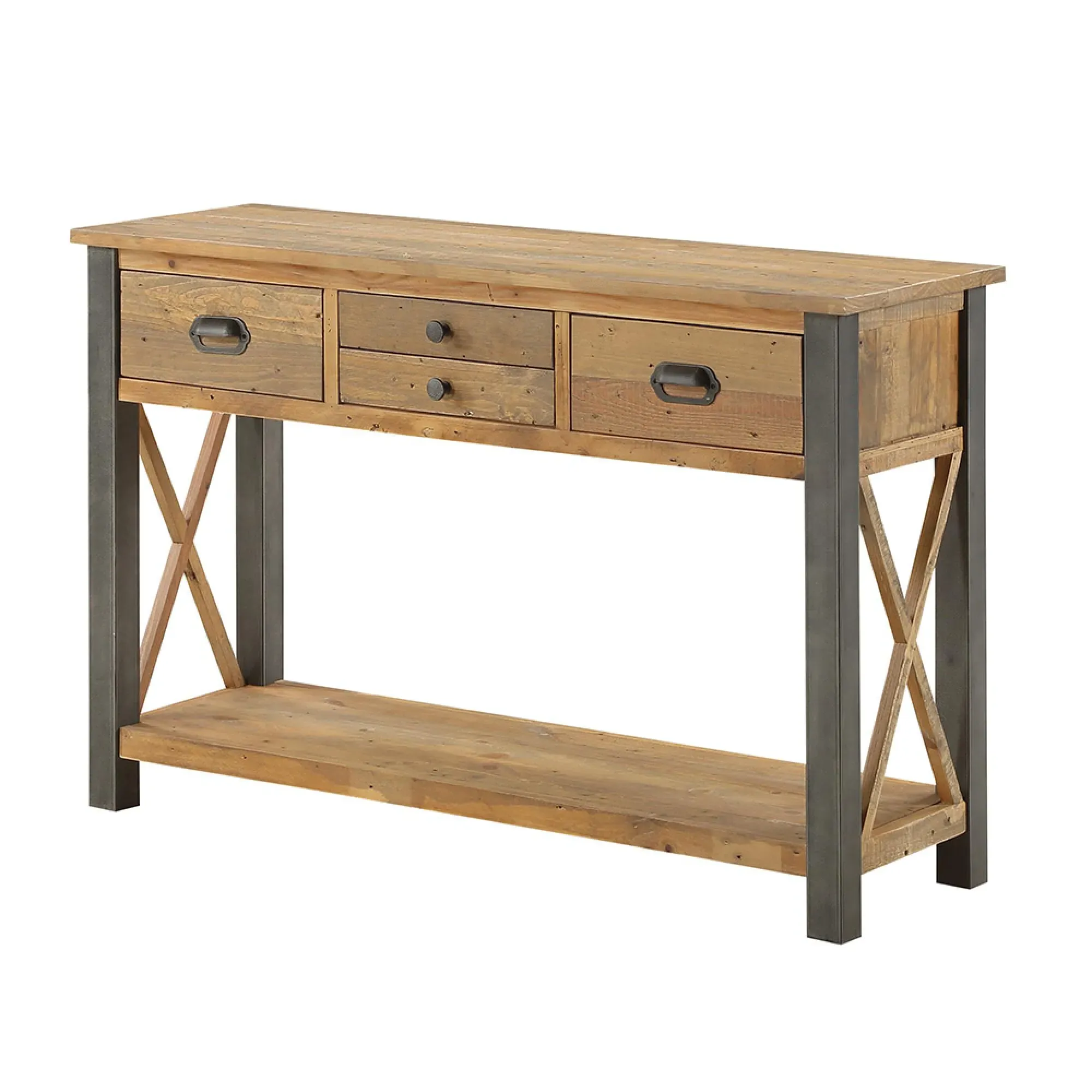 Urmston Reclaimed Wood 4 Drawer Console Table - Satin Lacquer