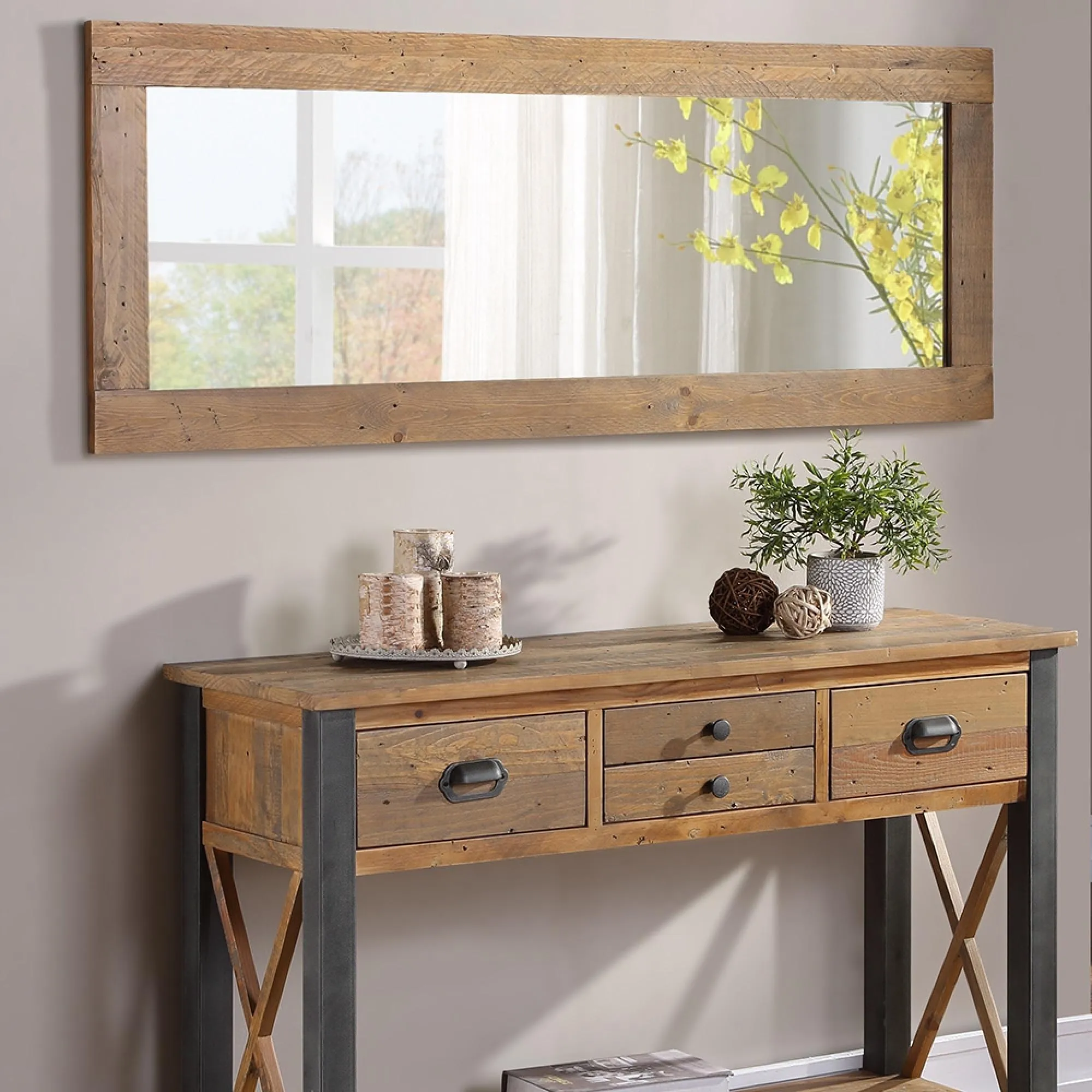Urmston Reclaimed Wood Extra Long Wall Mirror - Satin Lacquer