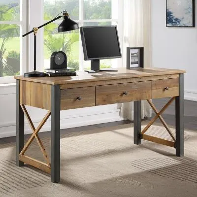 Urmston Reclaimed Wood Home Office Desk - Satin Lacquer