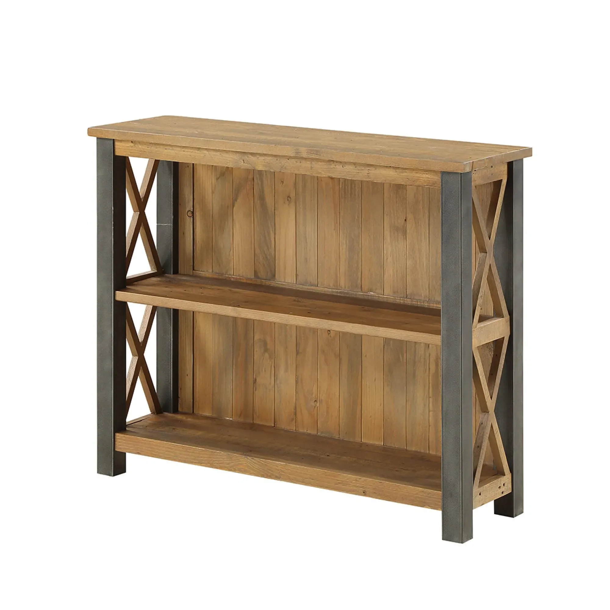 Urmston Reclaimed Wood Low Bookcase - Satin Lacquer