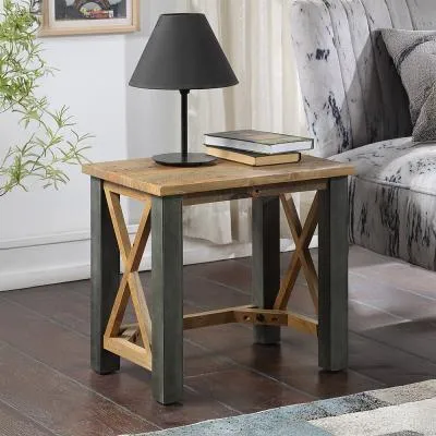 Urmston Reclaimed Wood Side Lamp Table - Satin Lacquer
