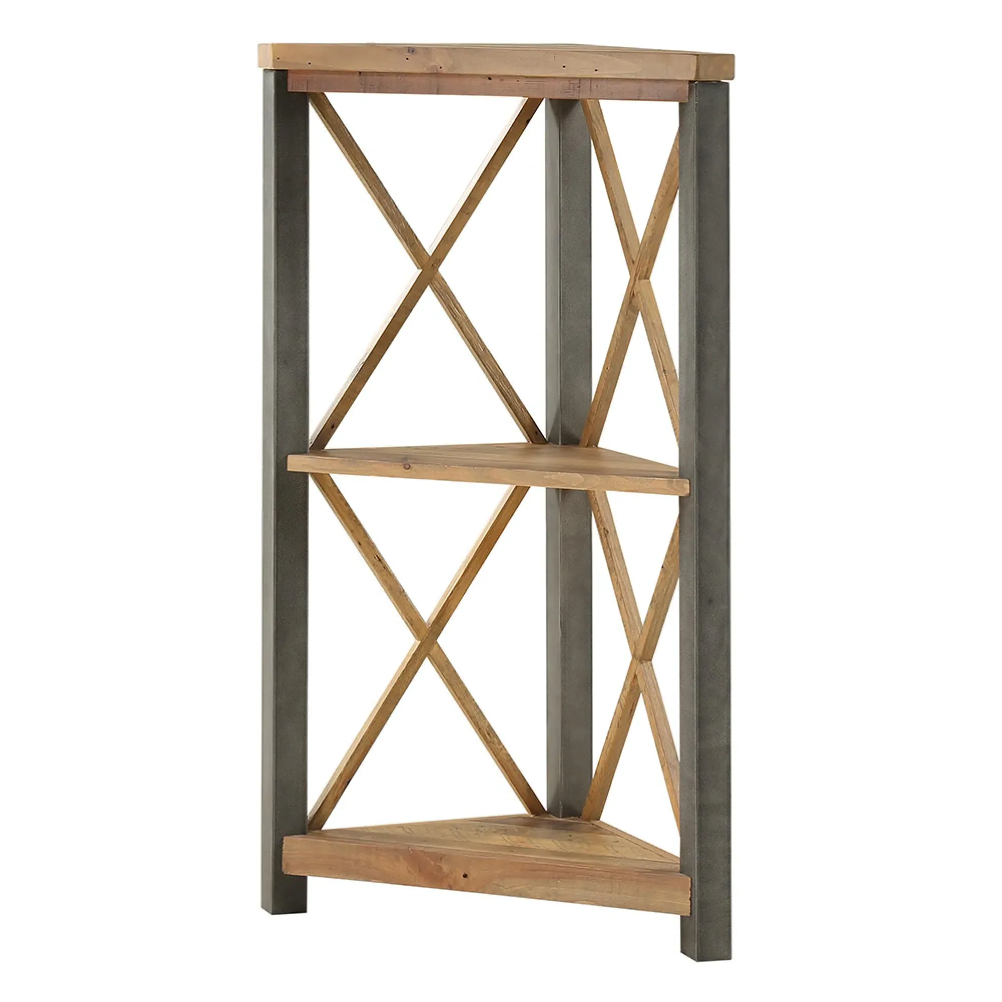 Urmston Small Corner Bookcase - Satin Lacquer, Reclaimed Wood