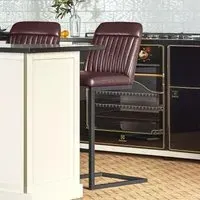 Valley Barstool with Cantilever Base - Brown, Faux Leather