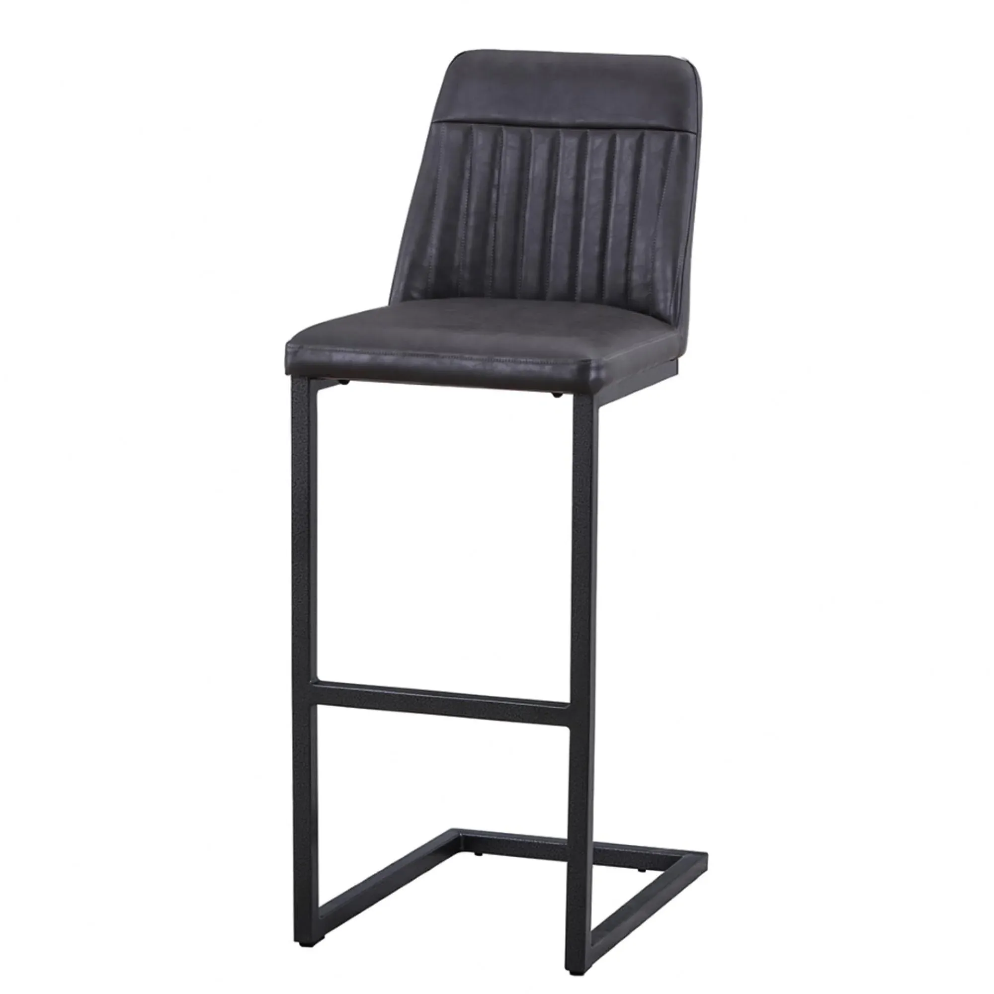 Valley Barstool with Cantilever Base - Grey, Faux Leather