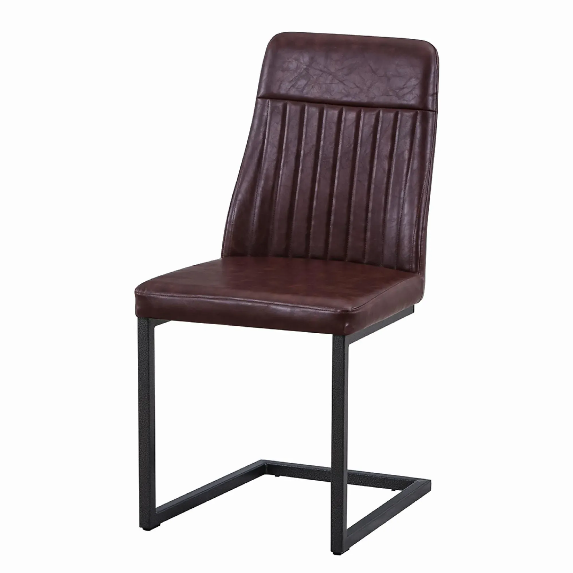 Valley Dining Chair with Cantilever Base - Brown, Faux Leather