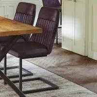 Valley Dining Chair with Cantilever Base - Brown, Faux Leather