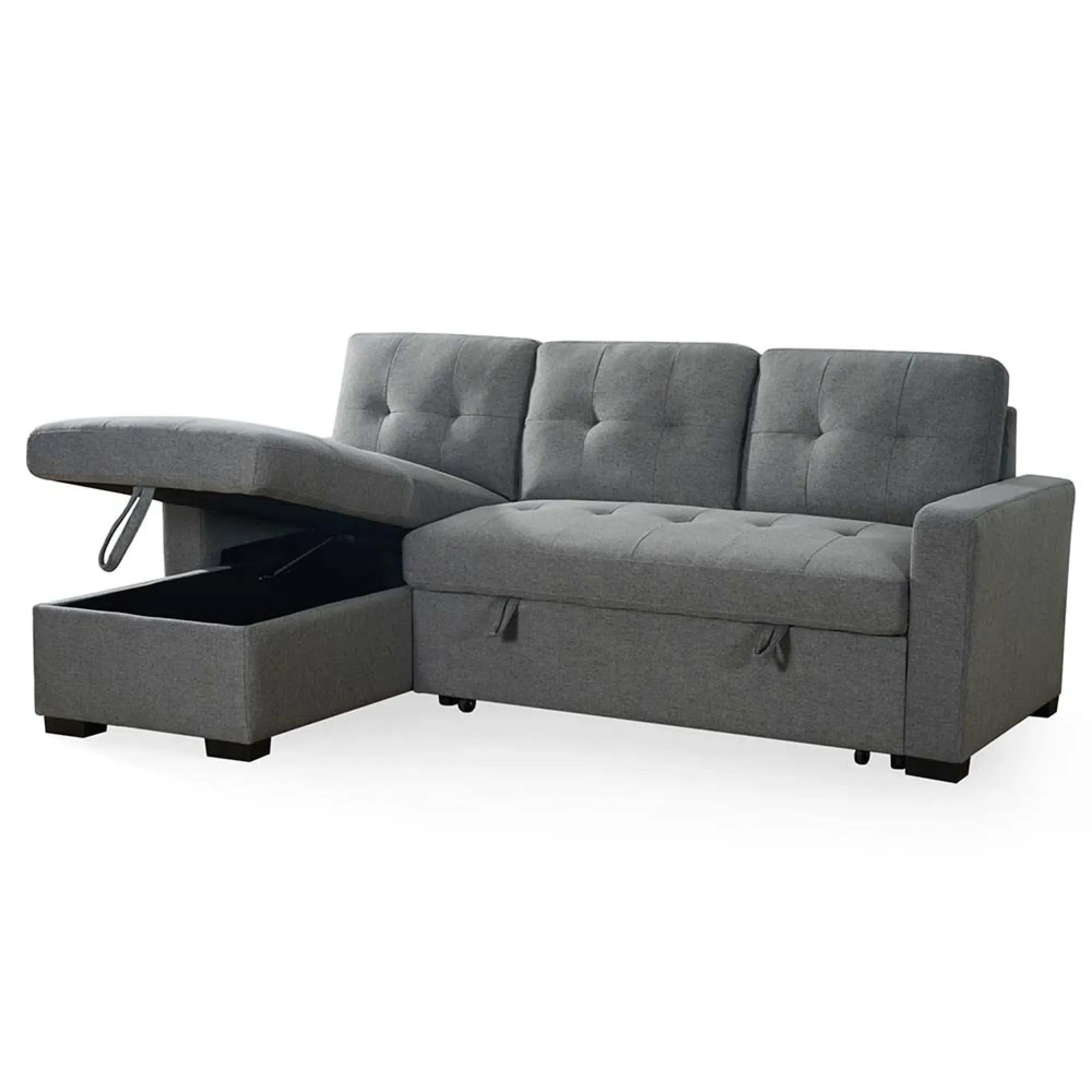 Alder Corner Sofabed with Pull Out - Grey, Fabric