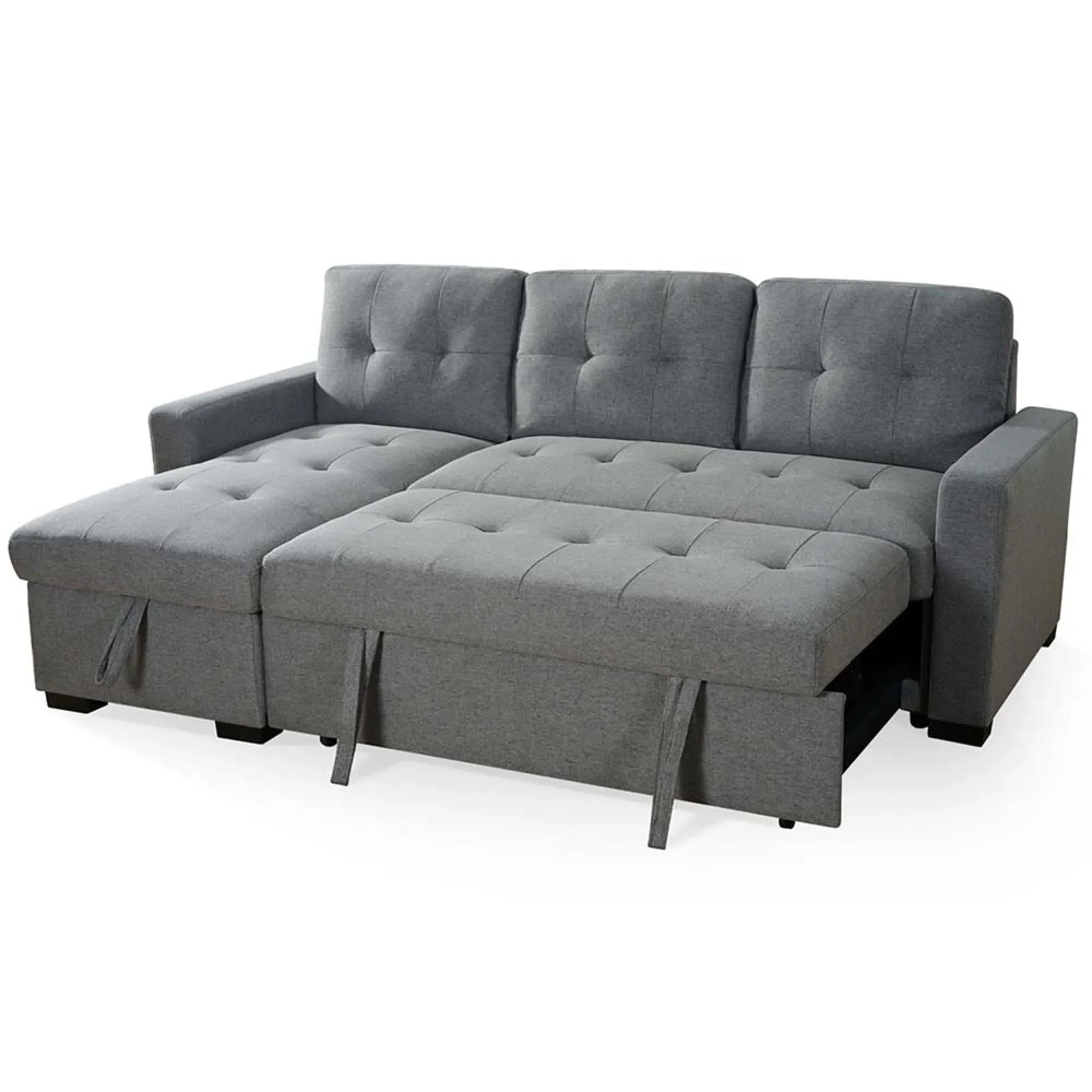 Alder Corner Sofabed with Pull Out - Grey, Fabric
