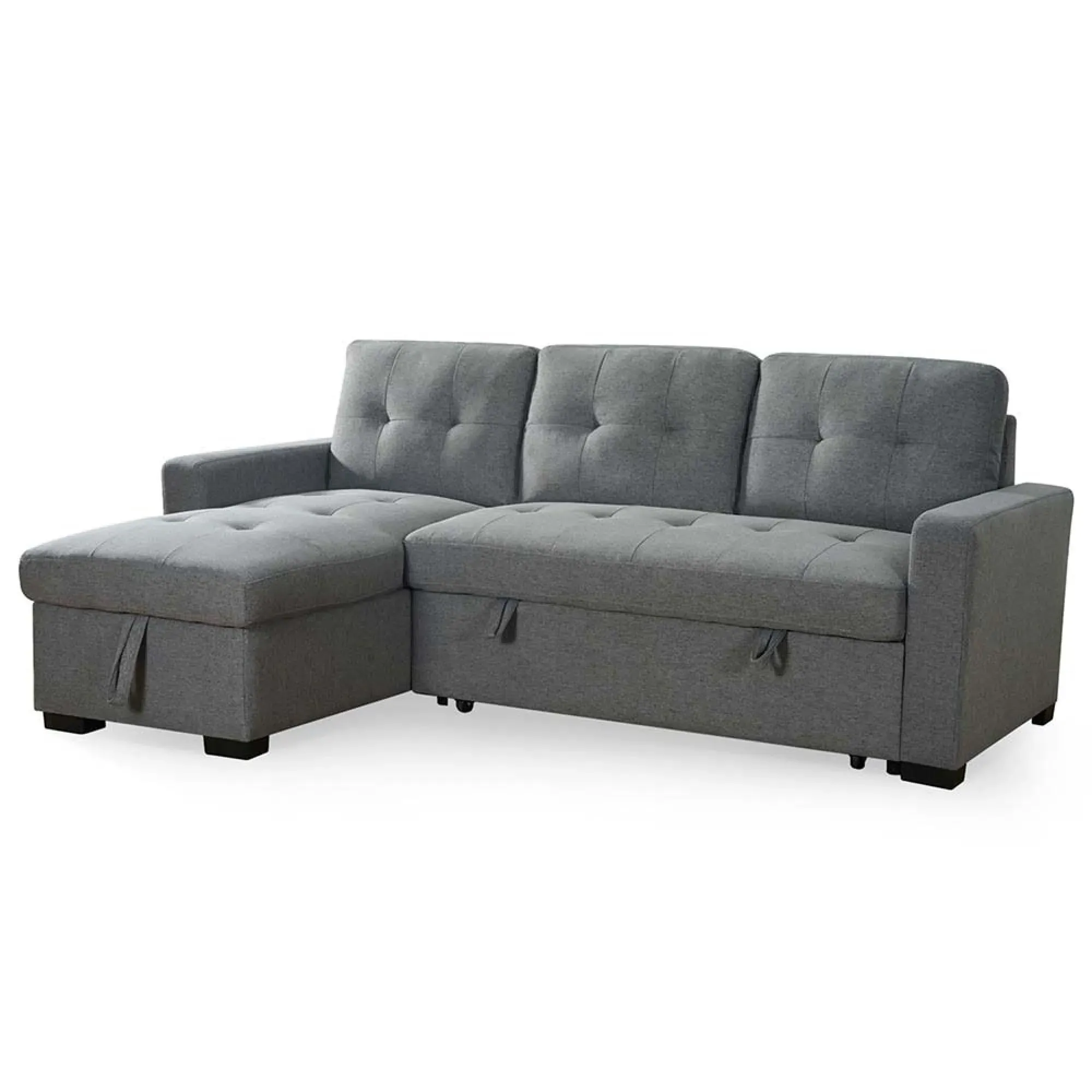 Alder Corner Sofabed with Pull Out - Grey, Fabric