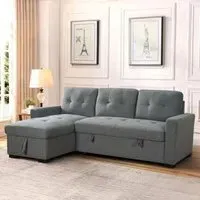 Alder Corner Sofabed with Pull Out - Grey, Fabric