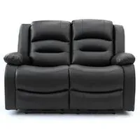Alva 2-Seater Electric Recliner Sofa - Black, Faux Leather