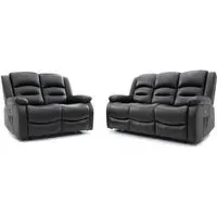 Alva 3+2 Seater Electric Recliner Sofa - Black, Faux Leather