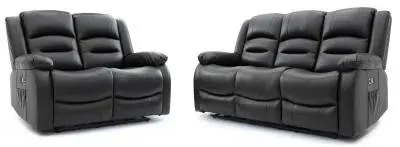 Alva 3+2 Seater Electric Recliner Sofa - Black, Faux Leather image