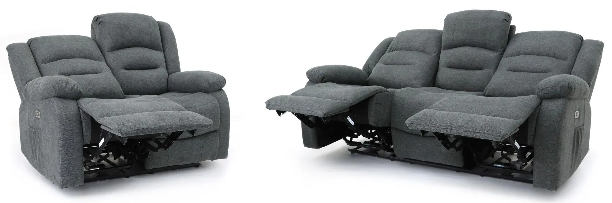 Alva 3+2 Seater Electric Recliner Sofa - Grey, Fabric
