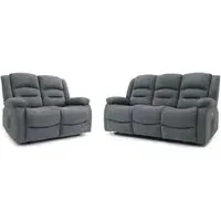Alva 3+2 Seater Electric Recliner Sofa - Grey, Fabric