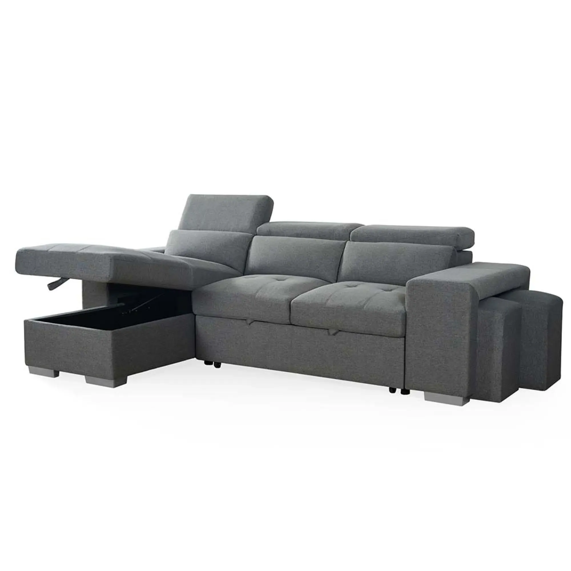Artemis Corner Sofabed with Pull Out - Grey, Fabric