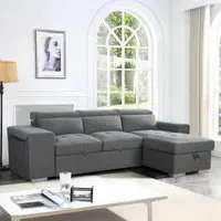 Artemis Corner Sofabed with Pull Out - Grey, Fabric