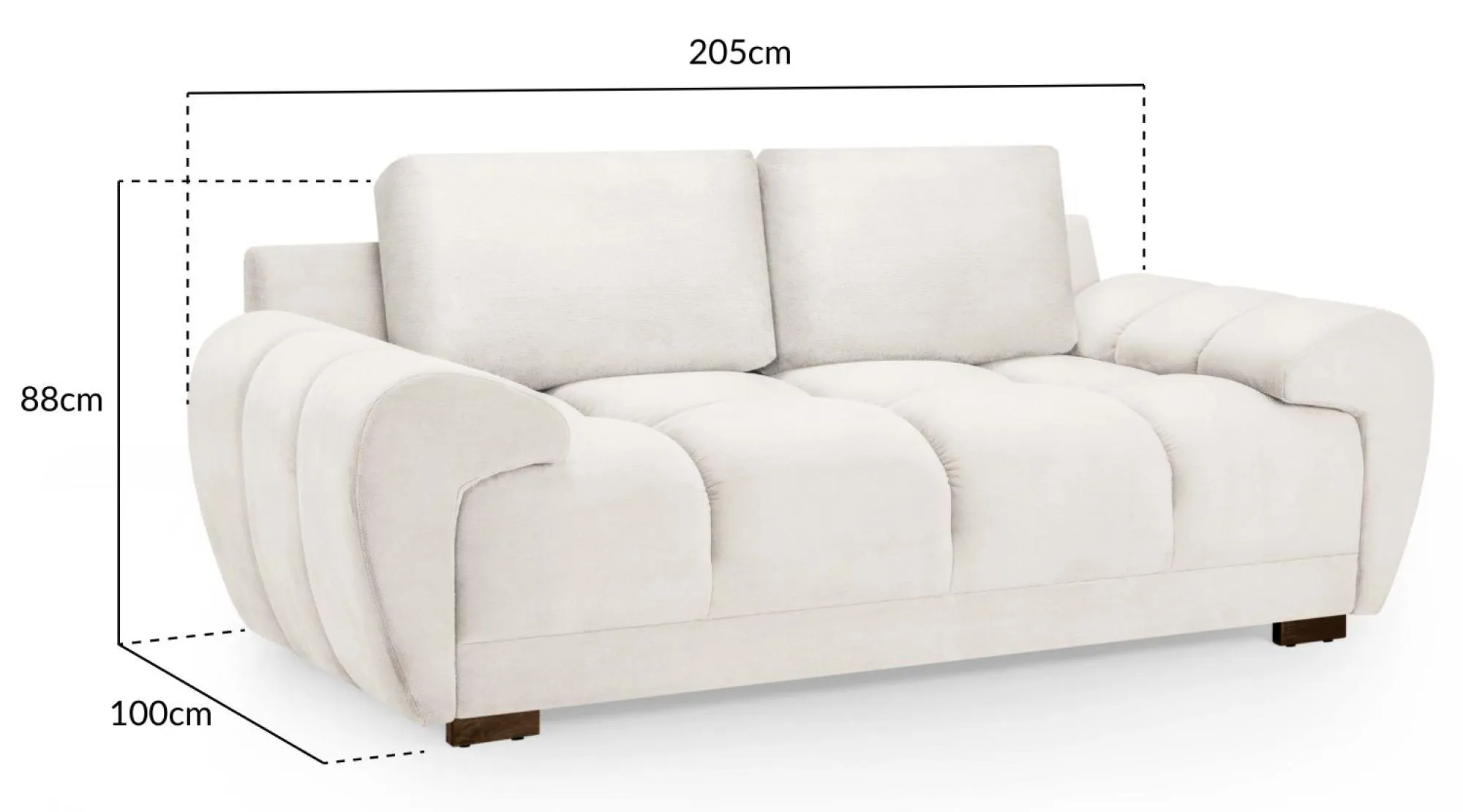 Azzuro 2-Seater Sofa - Cream, Velvet
