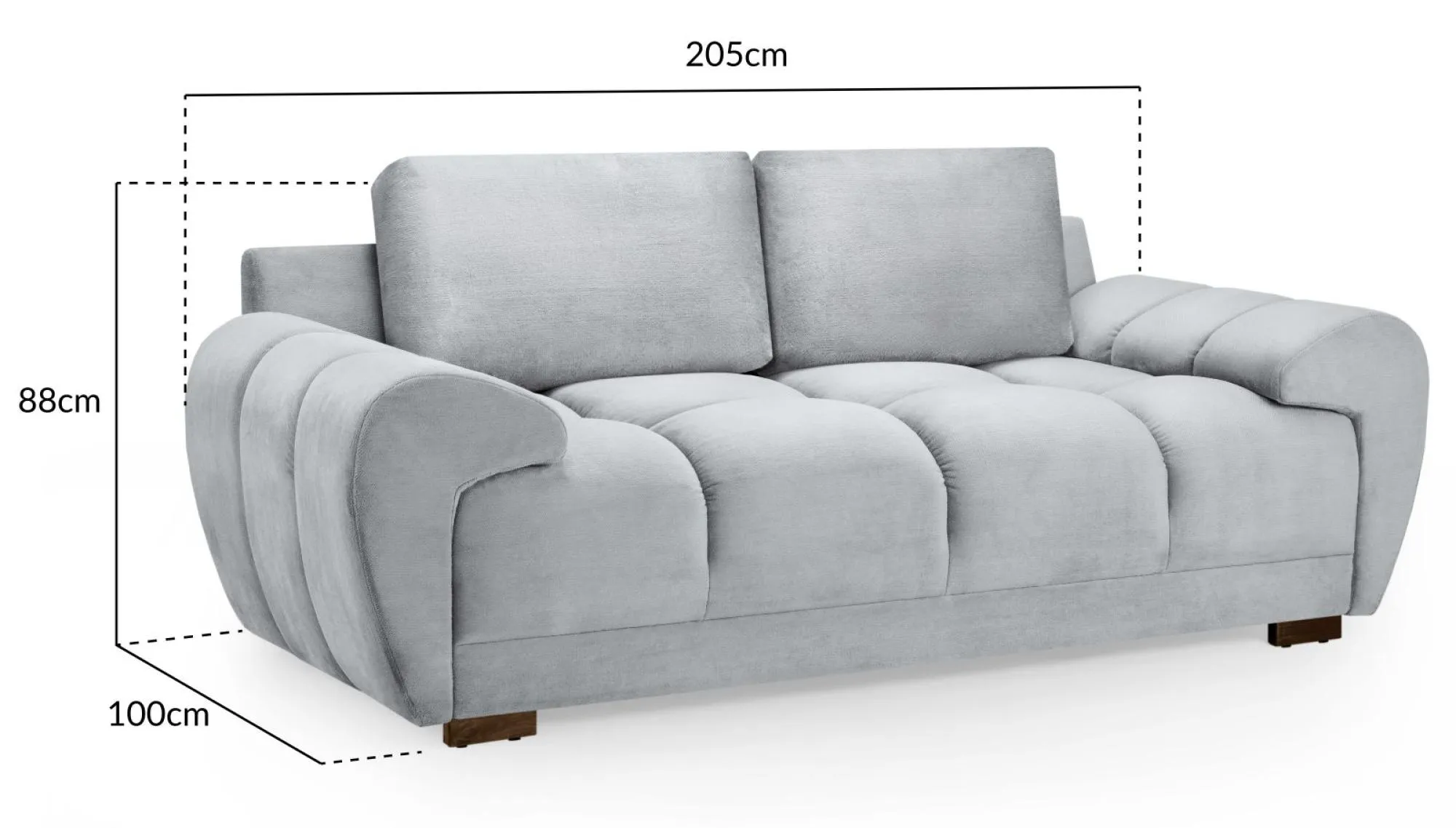 Azzuro 2-Seater Sofa - Grey, Velvet