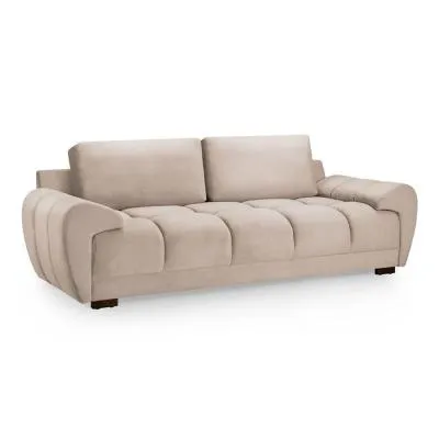 Azzuro 3-Seater Sofa - Beige, Velvet image