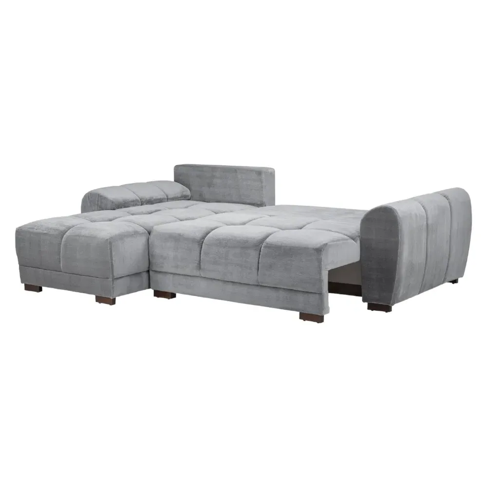 Azzuro Tufted Universal Corner Sofabed with Storage - Grey