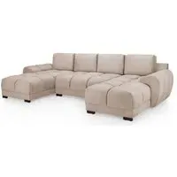 Azzuro U-Shaped Corner Sofa Suite - Beige, Velvet