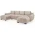 Azzuro U-Shaped Corner Sofa Suite - Beige, Velvet