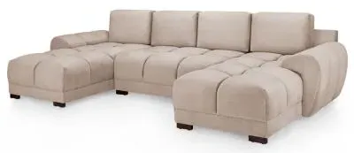 Azzuro U-Shaped Corner Sofa Suite - Beige, Velvet image