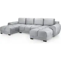 Azzuro U-Shaped Corner Sofa Suite - Grey, Velvet