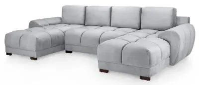 Azzuro U-Shaped Corner Sofa Suite - Grey, Velvet