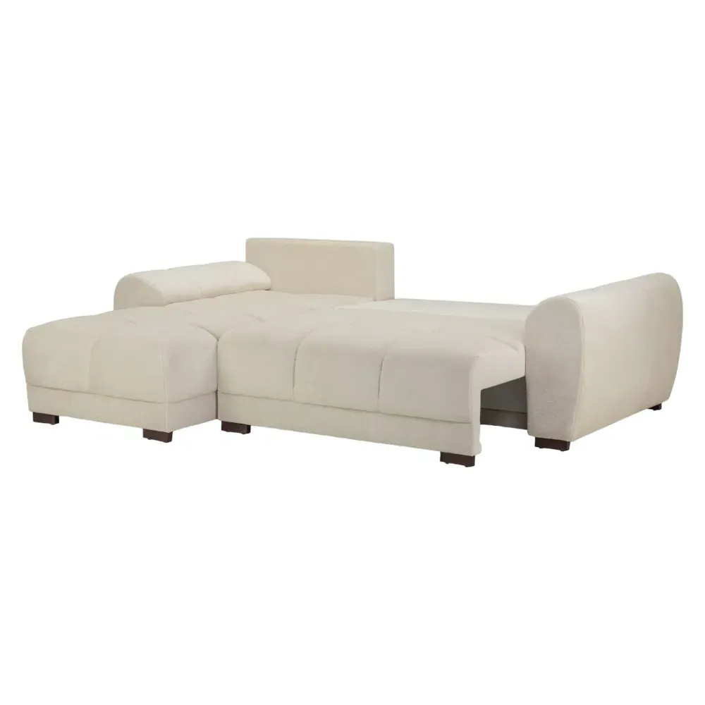 Azzuro Universal Corner Sofabed with Storage - Cream