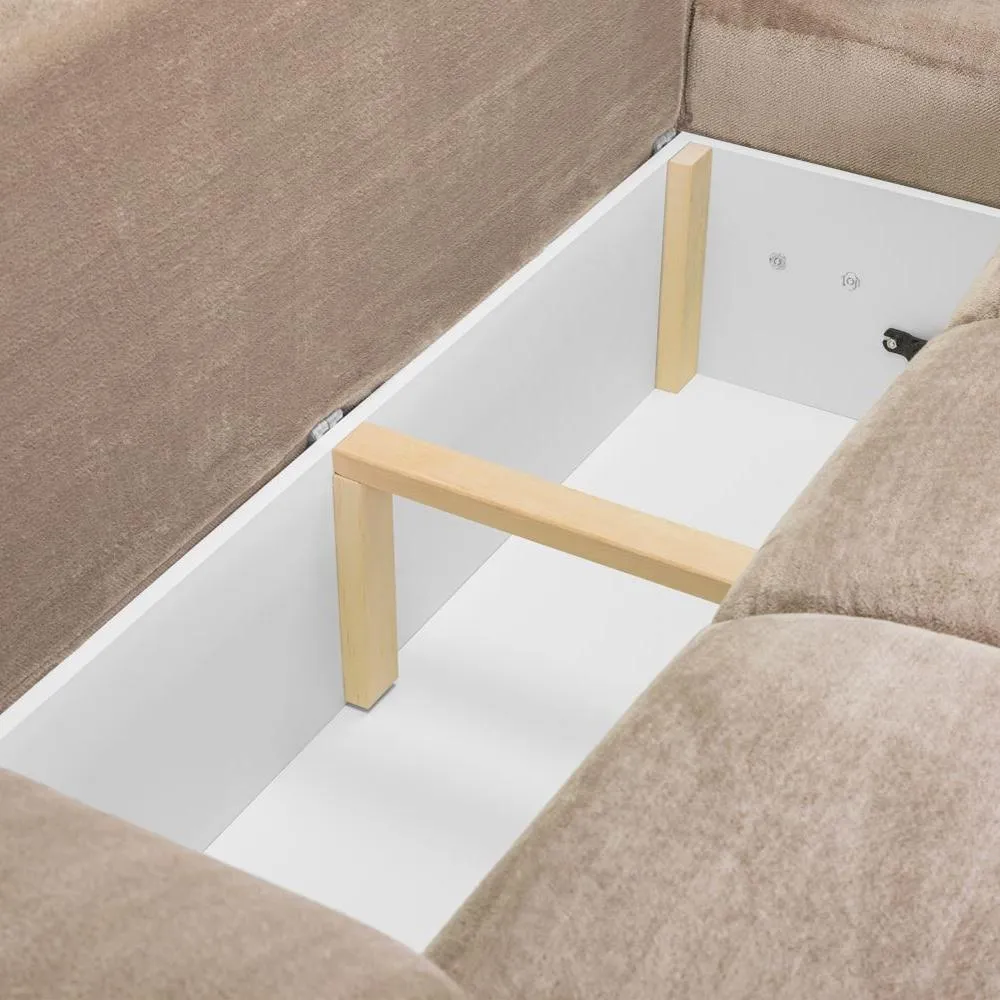 Azzuro Universal Corner Sofabed with Storage - Mocha
