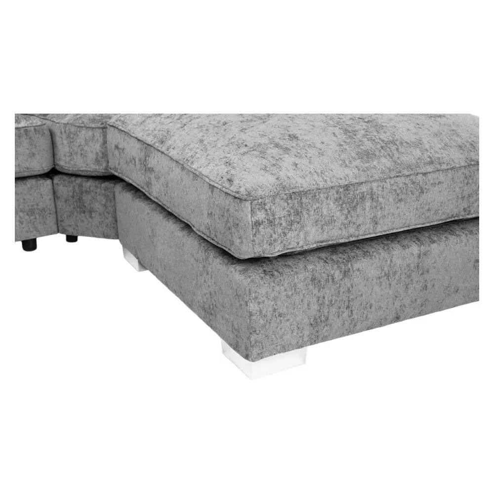 Bishop Fullback U-Shape Corner Sofa - Grey, Velvet