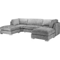 Bishop Fullback U-Shape Corner Sofa - Grey, Velvet