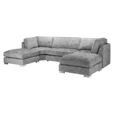 Bishop Fullback U-Shape Corner Sofa - Grey, Velvet image