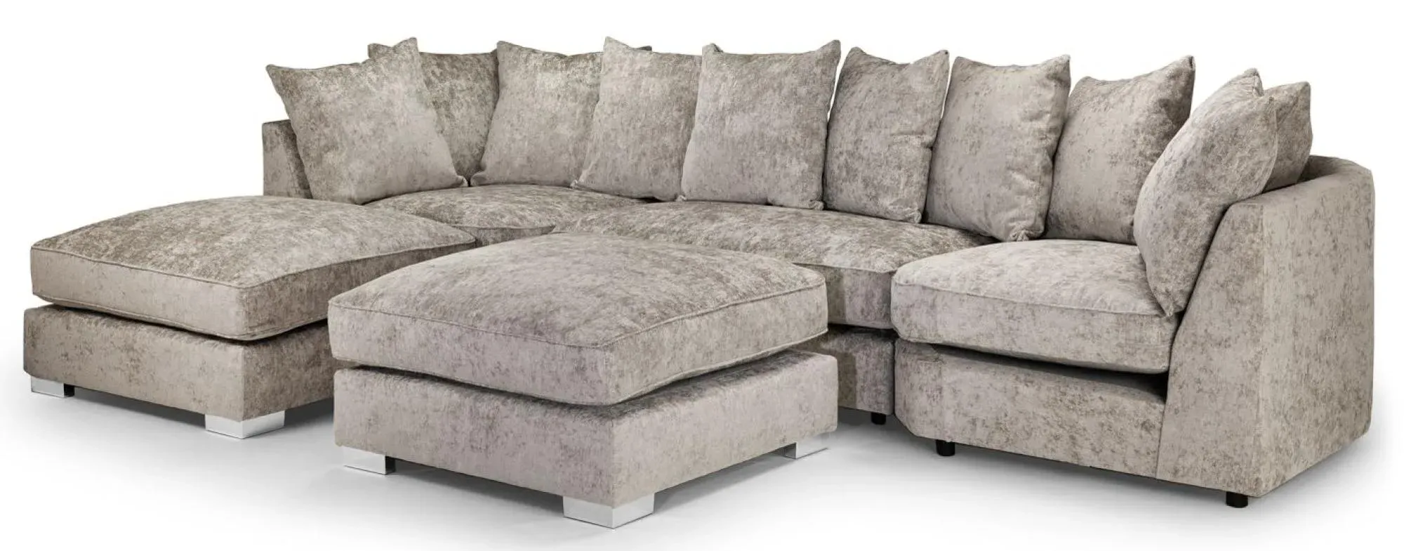 Bishop Scatterback U-Shaped Corner Sofa - Beige, Velvet