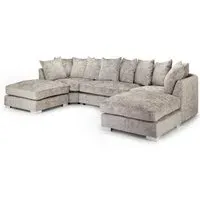 Bishop Scatterback U-Shaped Corner Sofa - Beige, Velvet
