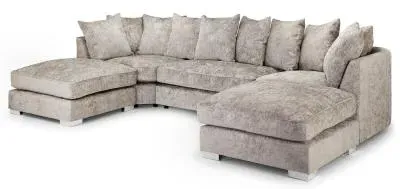 Bishop Scatterback U-Shaped Corner Sofa - Beige, Velvet image