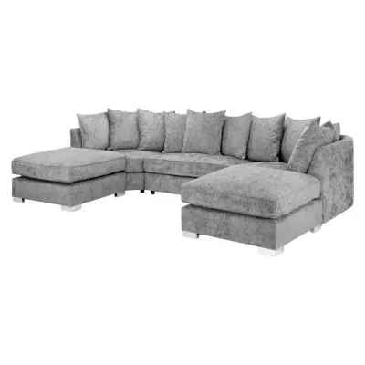 Bishop Scatterback U-Shaped Corner Sofa - Grey, Velvet