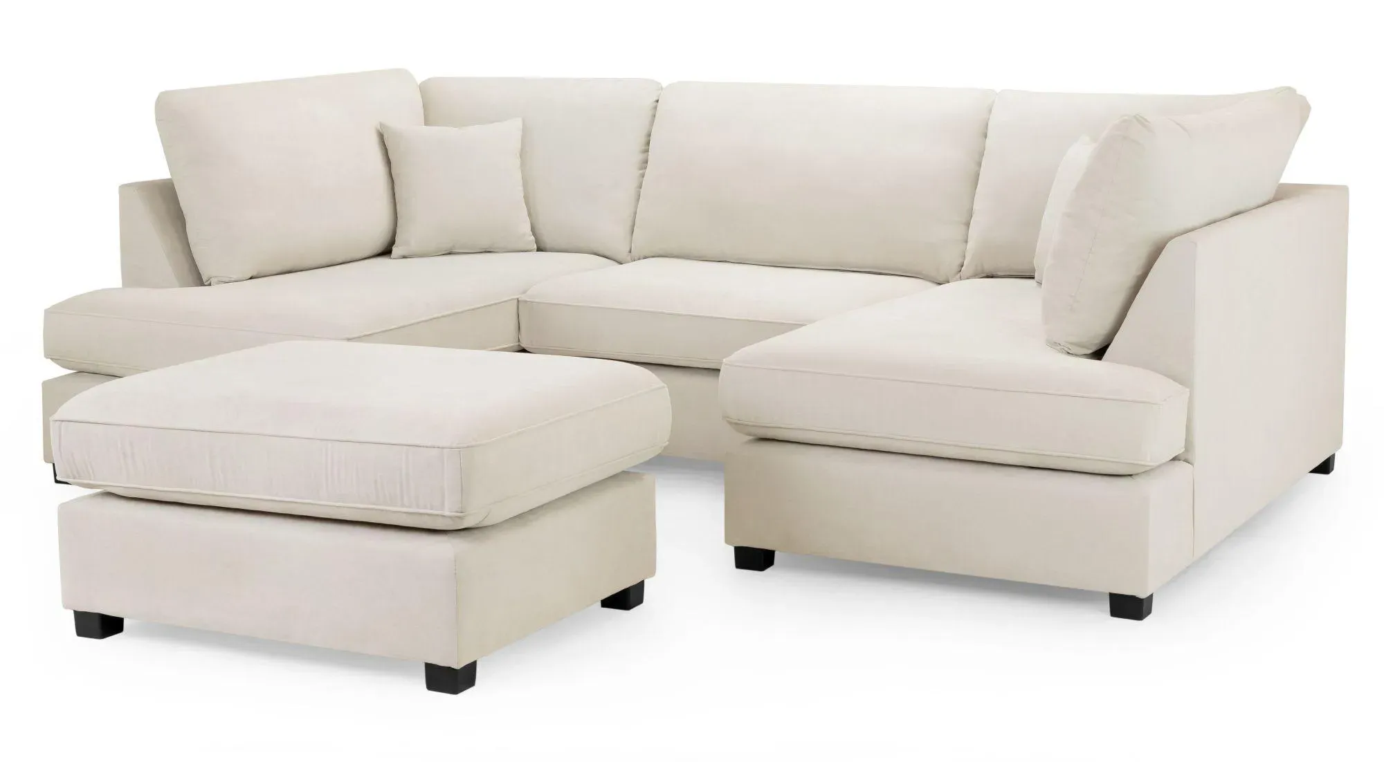 Carnaby U-Shaped Corner Sofa Suite - Beige, Fabric