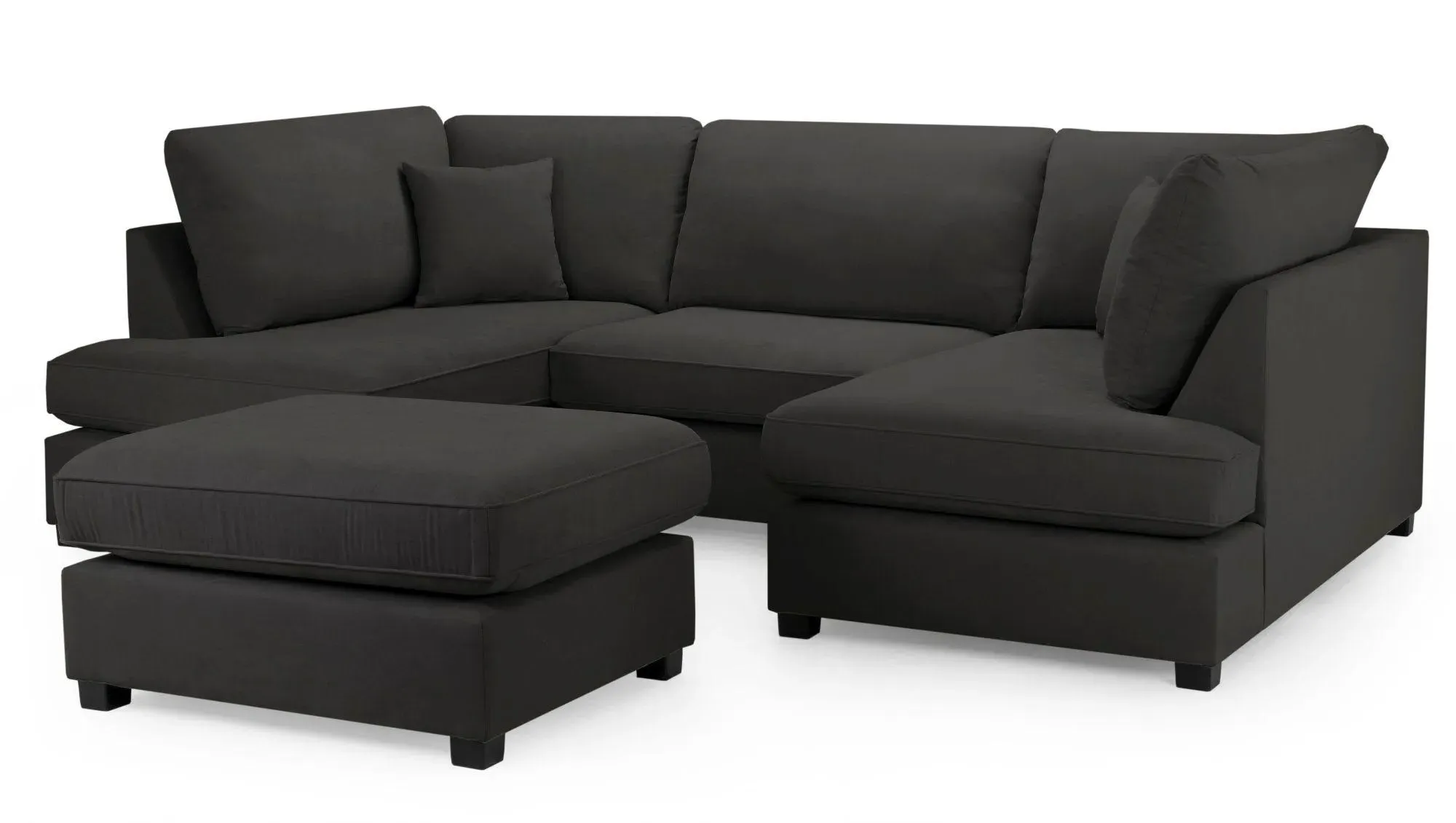 Carnaby U-Shaped Corner Sofa Suite - Black, Fabric