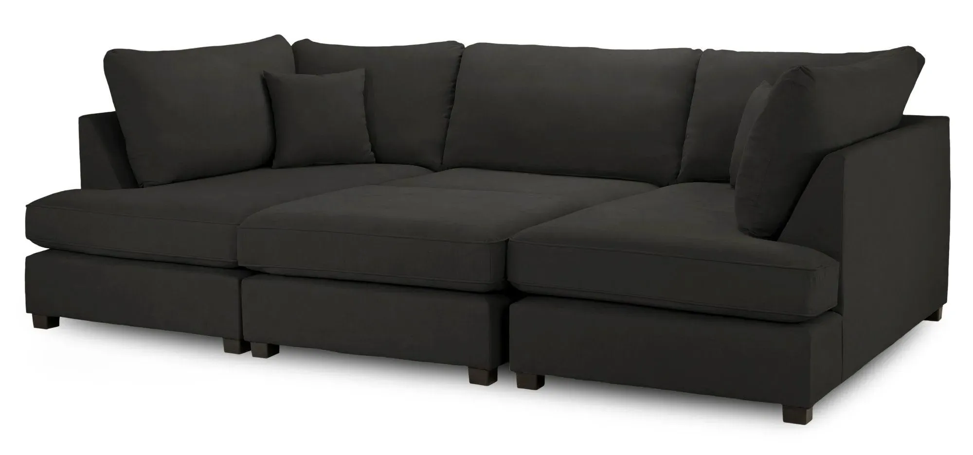 Carnaby U-Shaped Corner Sofa Suite - Black, Fabric