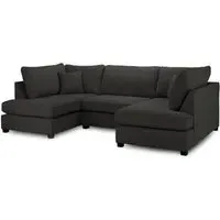 Carnaby U-Shaped Corner Sofa Suite - Black, Fabric
