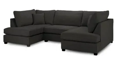 Carnaby U-Shaped Corner Sofa Suite - Black, Fabric
