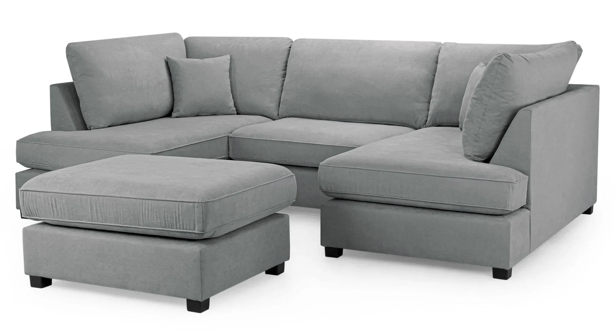 Carnaby U-Shaped Corner Sofa Suite - Grey, Fabric